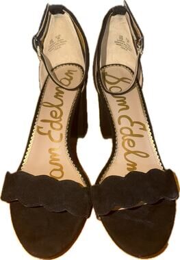 Sam Edelman Odila Womens Sandals Black Scalloped Ankle Strap Heel 10M